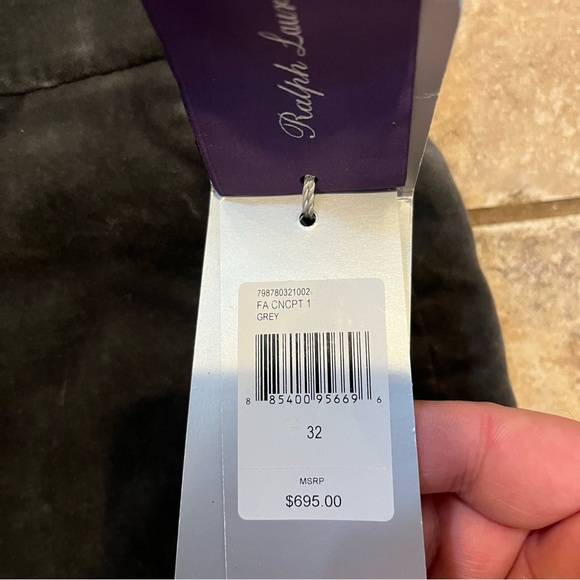 Ralph Lauren Purple Label Mens Grey Velvet Pants- Adjustable- Sz 32x39- NWT - Picture 9 of 16